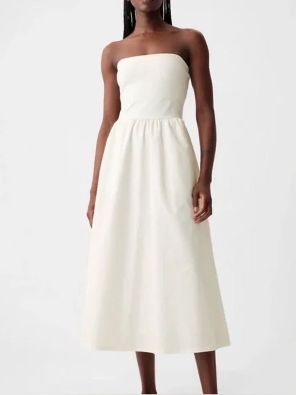 GAP White Strapless Midi Dress